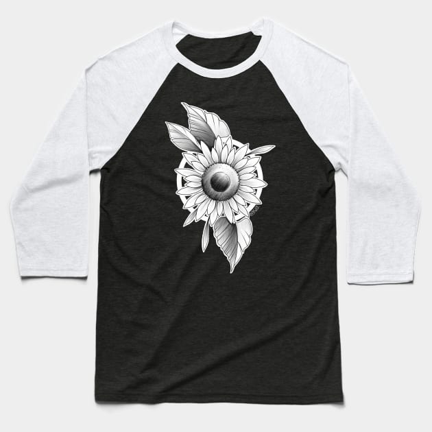 sunflower <3 (black and grey) Baseball T-Shirt by elywick